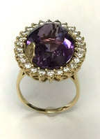 14kt Yellow Gold Amethyst & Diamond Ring