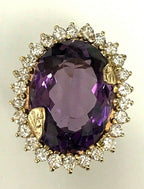 14kt Yellow Gold Amethyst & Diamond Ring