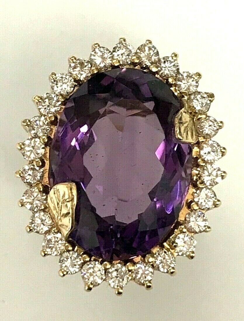 14kt Yellow Gold Amethyst & Diamond Ring