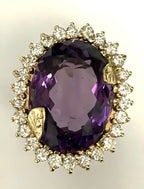 14kt Yellow Gold Amethyst & Diamond Ring