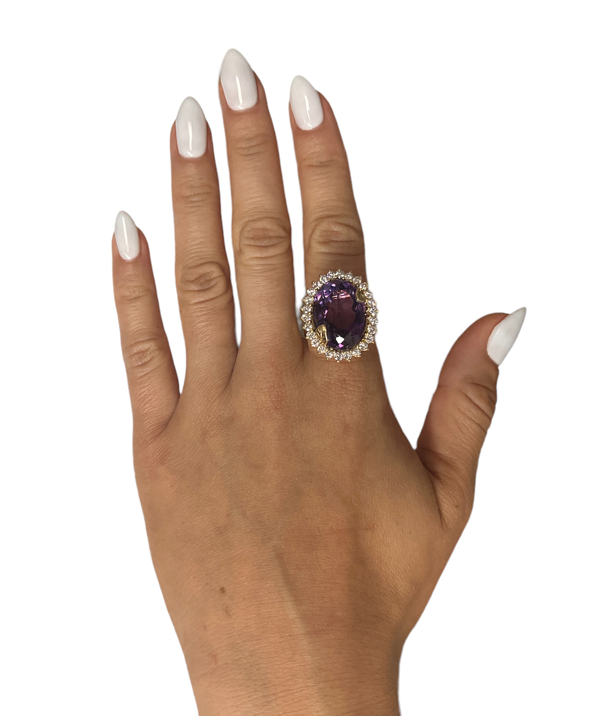 14kt Yellow Gold Amethyst & Diamond Ring