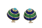 CELLINO 18KT Green and Blue Enamel Vintage Earrings