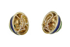 CELLINO 18KT Green and Blue Enamel Vintage Earrings
