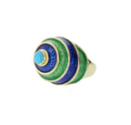 CELLINO 18KT Green and Blue Enamel Vintage Ring