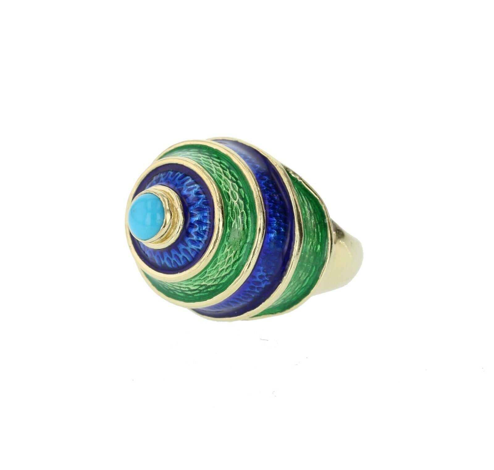 CELLINO 18KT Green and Blue Enamel Vintage Ring