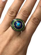 CELLINO 18KT Green and Blue Enamel Vintage Ring