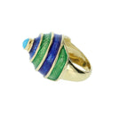 CELLINO 18KT Green and Blue Enamel Vintage Ring