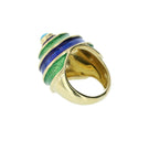 CELLINO 18KT Green and Blue Enamel Vintage Ring