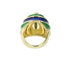 CELLINO 18KT Green and Blue Enamel Vintage Ring