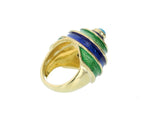 CELLINO 18KT Green and Blue Enamel Vintage Ring