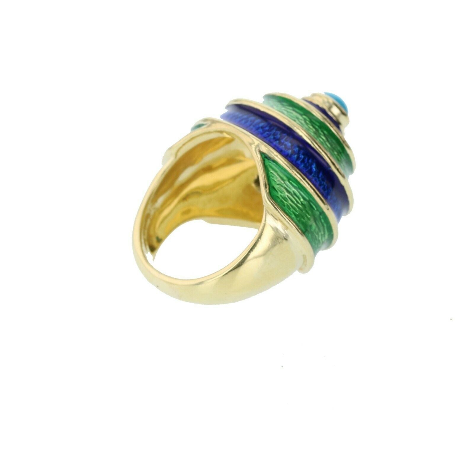 CELLINO 18KT Green and Blue Enamel Vintage Ring
