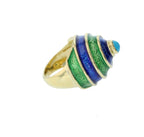 CELLINO 18KT Green and Blue Enamel Vintage Ring