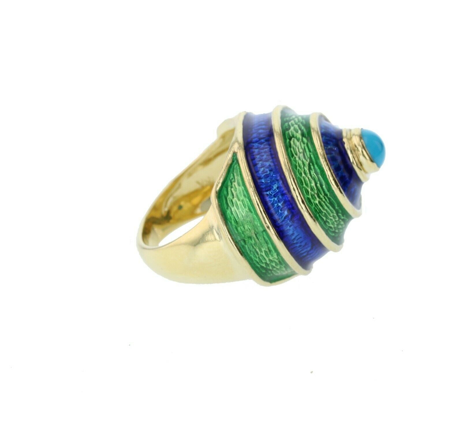 CELLINO 18KT Green and Blue Enamel Vintage Ring