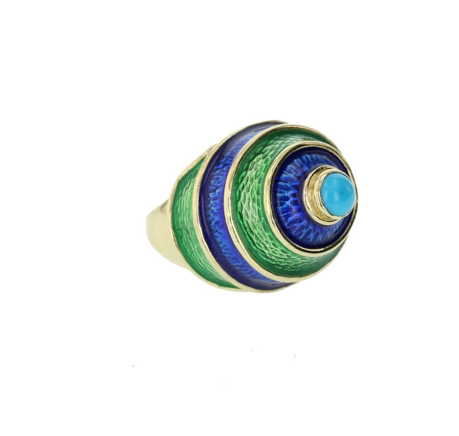 CELLINO 18KT Green and Blue Enamel Vintage Ring