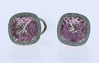 Charles Krypell 14KT Rose Gold and  Sterling Pink Topaz & Diamond Earrings
