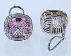 Charles Krypell 14KT Rose Gold and  Sterling Pink Topaz & Diamond Earrings