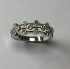 14K White Gold 3 Row Ring With Diamonds