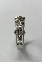 14K White Gold 3 Row Ring With Diamonds