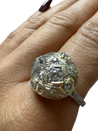 14kt White and Yellow Gold Approx. 0.54ctw European Cut Diamond Dome Ring