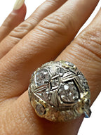 14kt White and Yellow Gold Approx. 0.54ctw European Cut Diamond Dome Ring