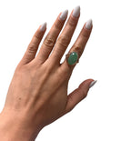 14KT Rose Gold Jadeite Green Oval Cabochon Ring Size 6