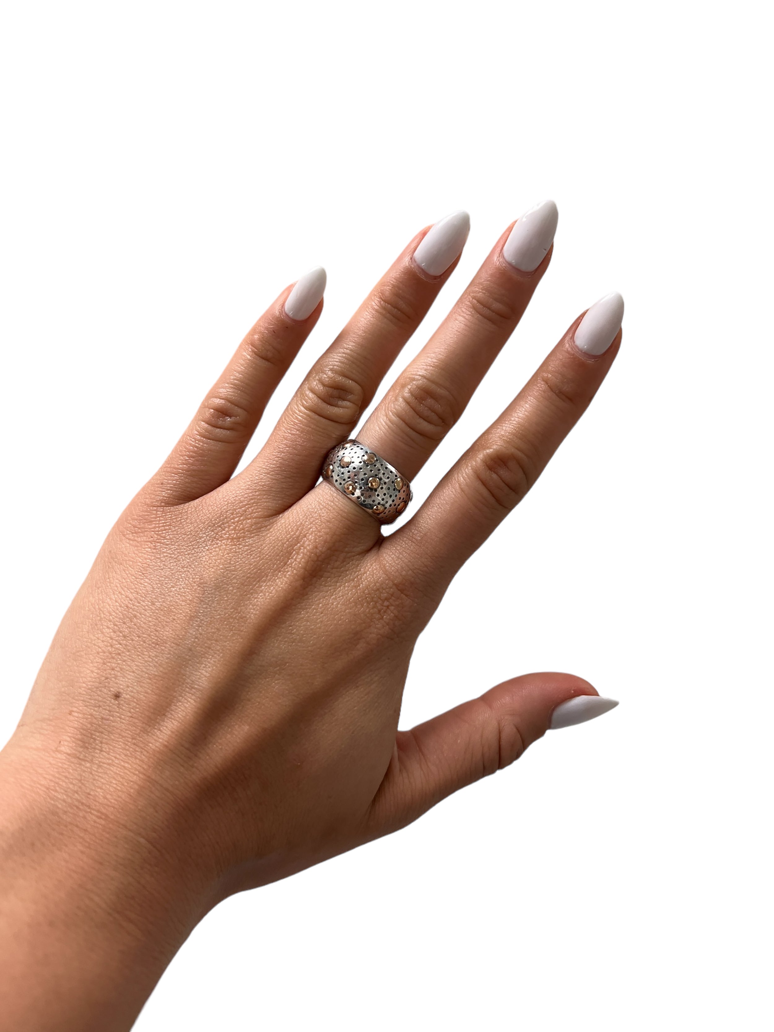 Vintage Suarti 925 Sterling Silver Polka Dot Design Band Ring Size 7 3/4