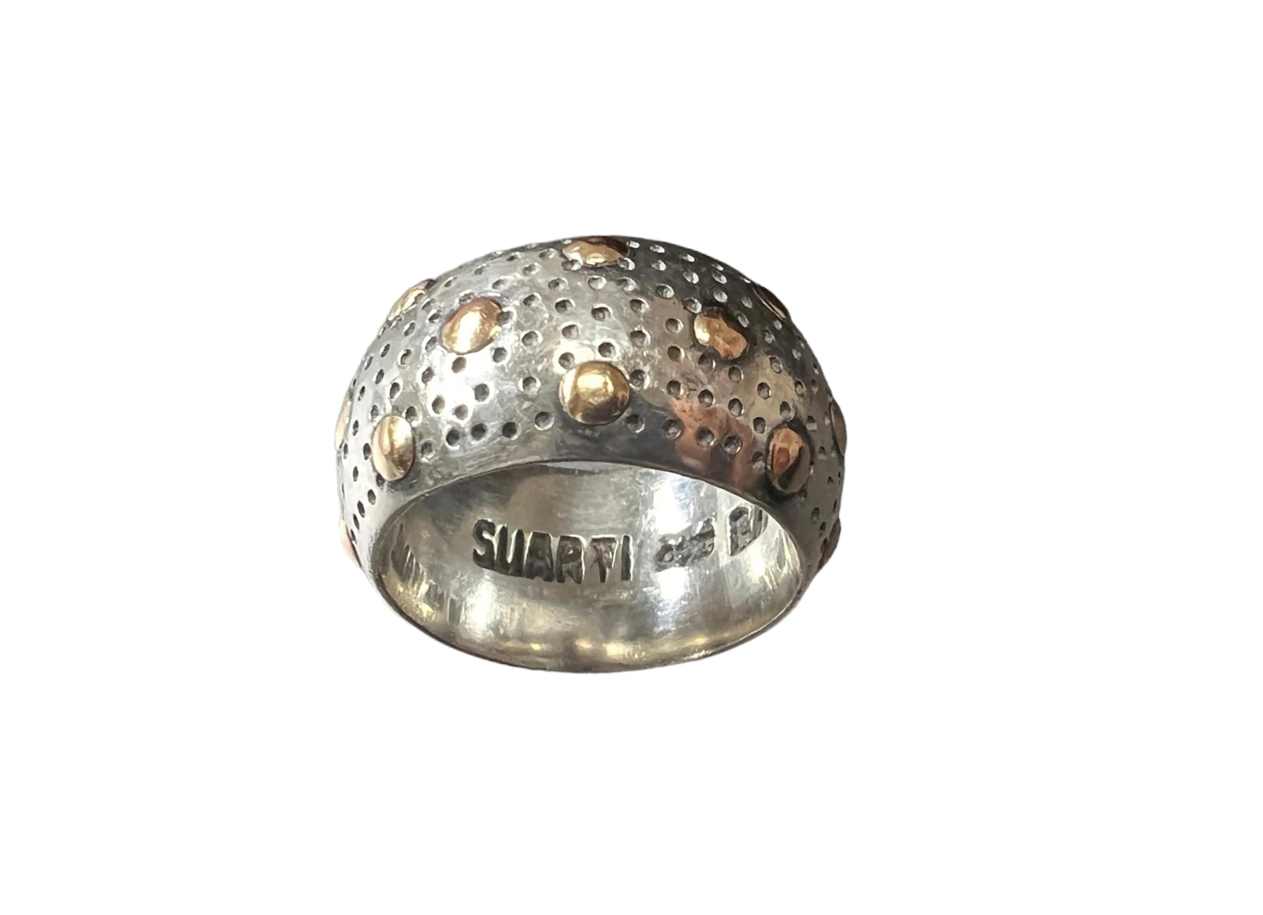Vintage Suarti 925 Sterling Silver Polka Dot Design Band Ring Size 7 3/4