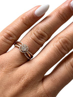 Bony Levy 18k-750 Yellow Gold Diamond Cluster Triple Row Ring