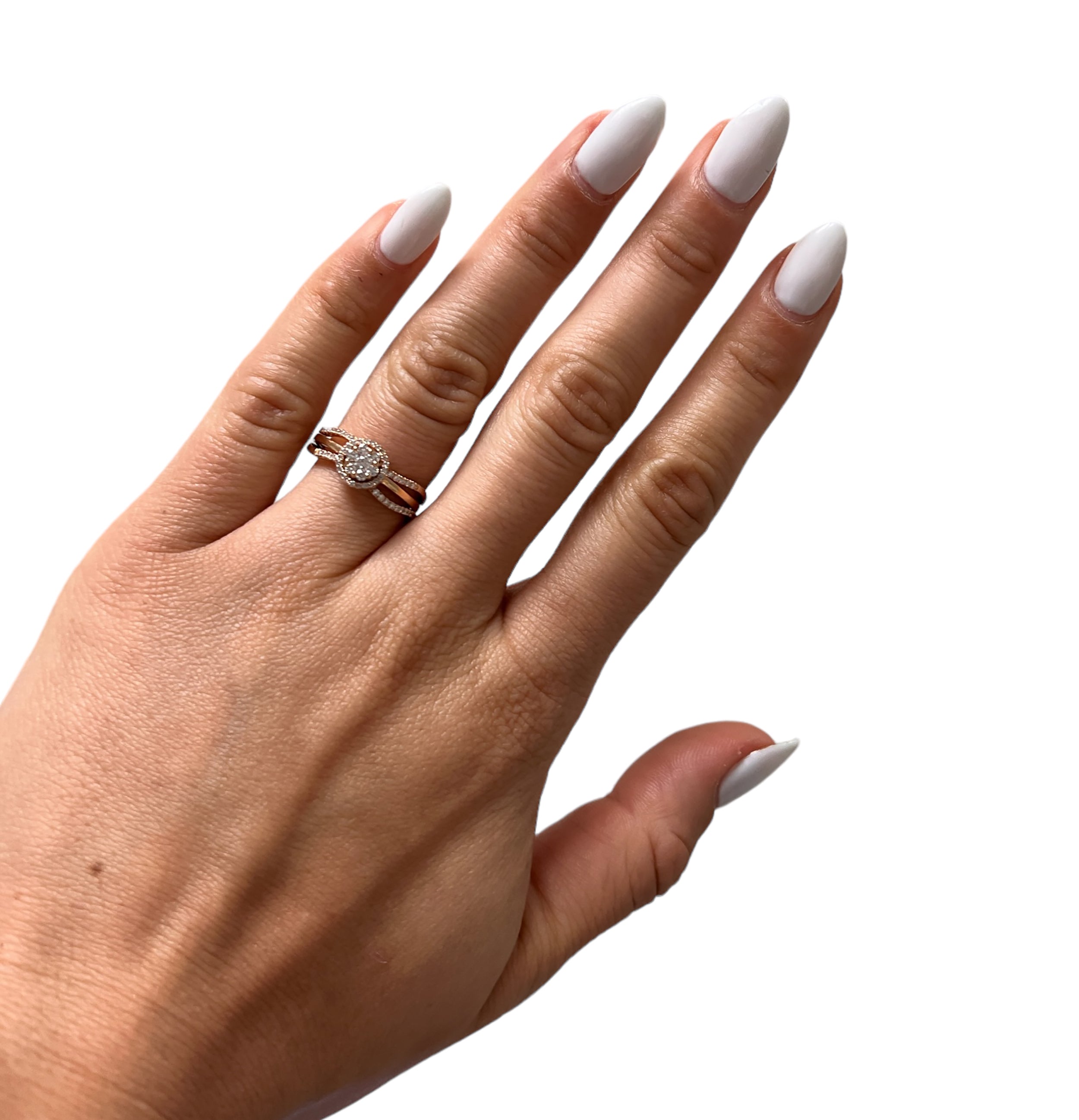 Bony Levy 18k-750 Yellow Gold Diamond Cluster Triple Row Ring