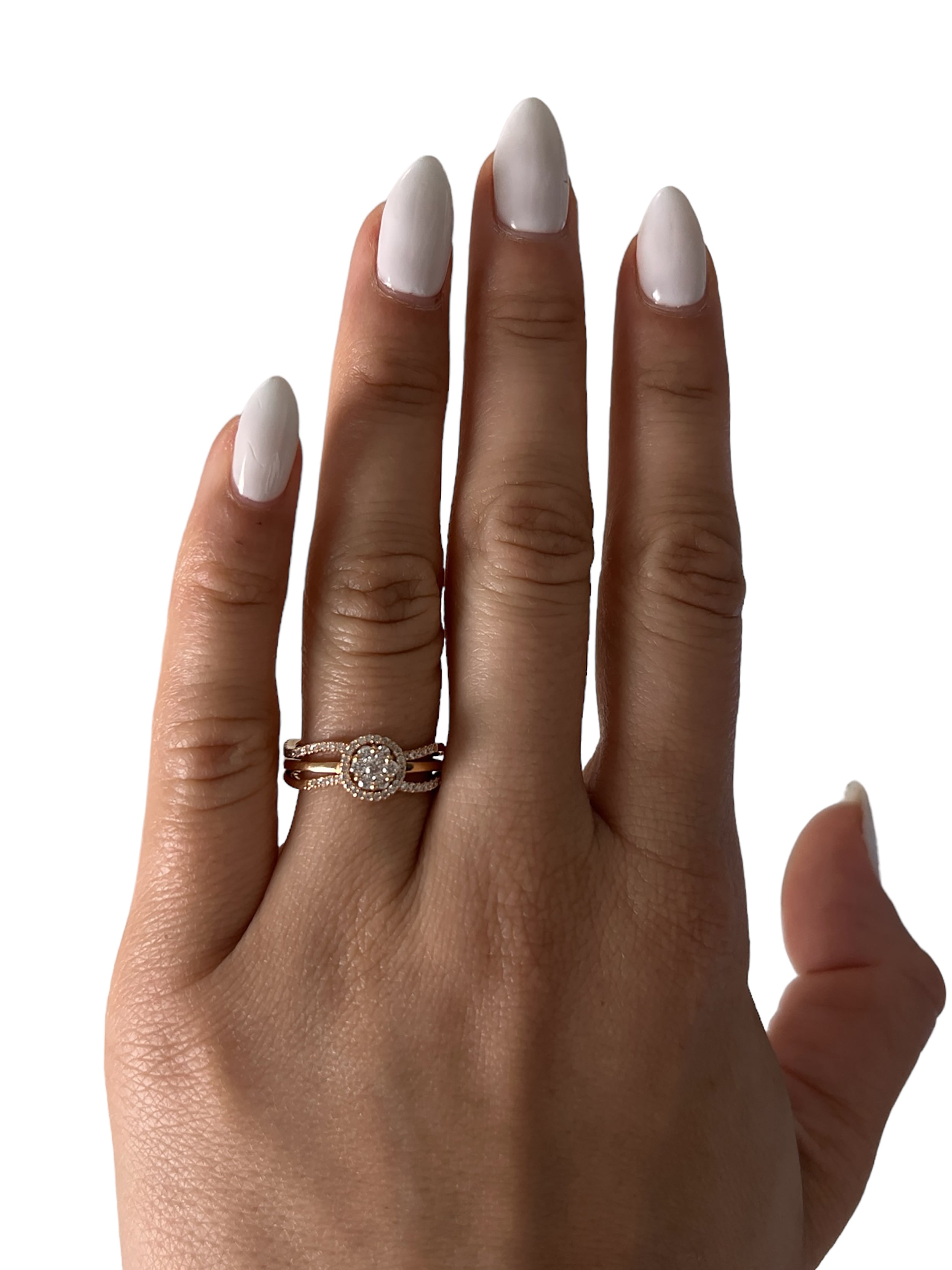 Bony Levy 18k-750 Yellow Gold Diamond Cluster Triple Row Ring