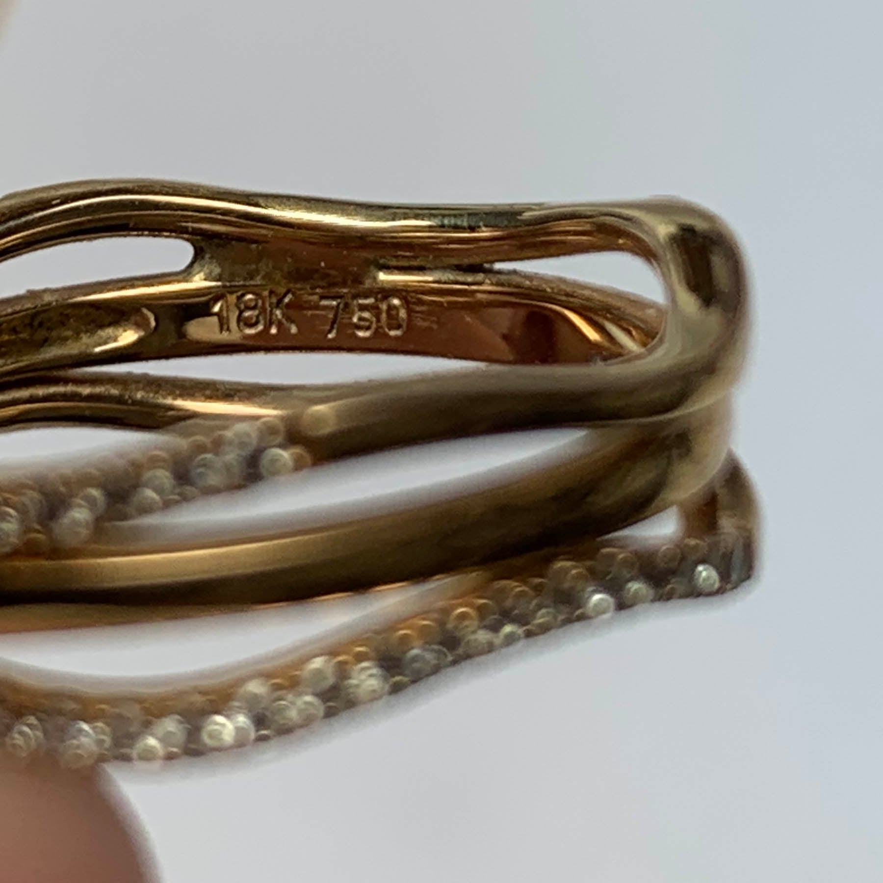 Bony Levy 18k-750 Yellow Gold Diamond Cluster Triple Row Ring