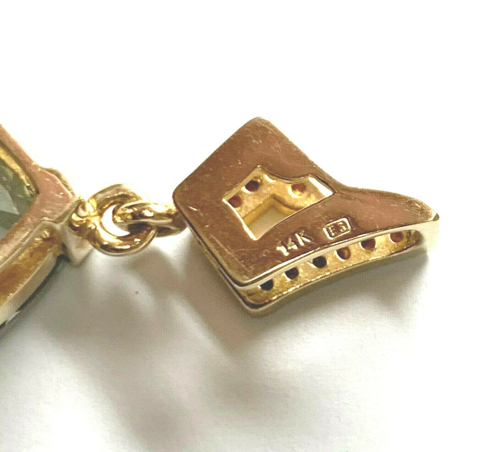 14K Yellow Gold Green Amethyst Pendant