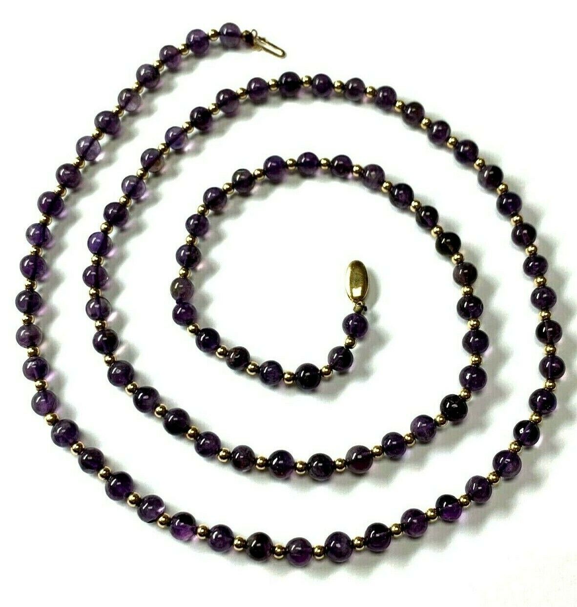 14kt Yellow Gold and Amethyst Beaded Necklace 4.4mm