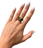 18KT Yellow Gold With Diamonds & Nephrite Gemstone Ring Size 6.5