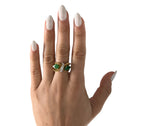 18KT Yellow Gold With Diamonds & Nephrite Gemstone Ring Size 6.5