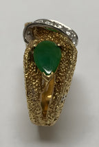 18KT Yellow Gold With Diamonds & Nephrite Gemstone Ring Size 6.5