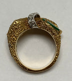 18KT Yellow Gold With Diamonds & Nephrite Gemstone Ring Size 6.5