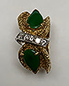 18KT Yellow Gold With Diamonds & Nephrite Gemstone Ring Size 6.5