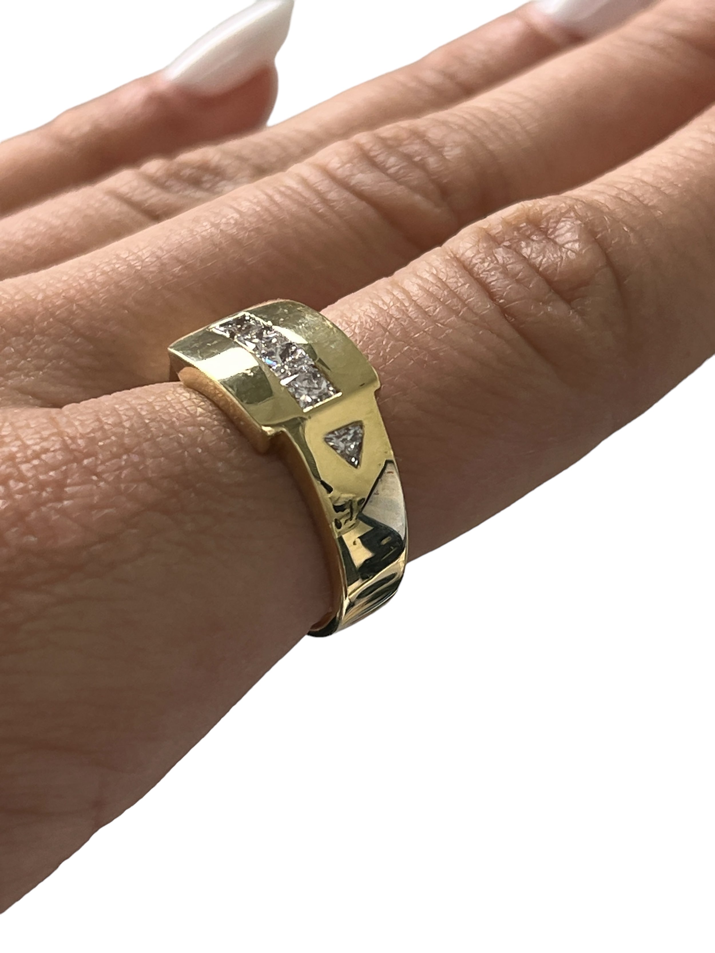 18kt Yellow Gold Men's 0.70ctw Diamond Ring Sz 8.5