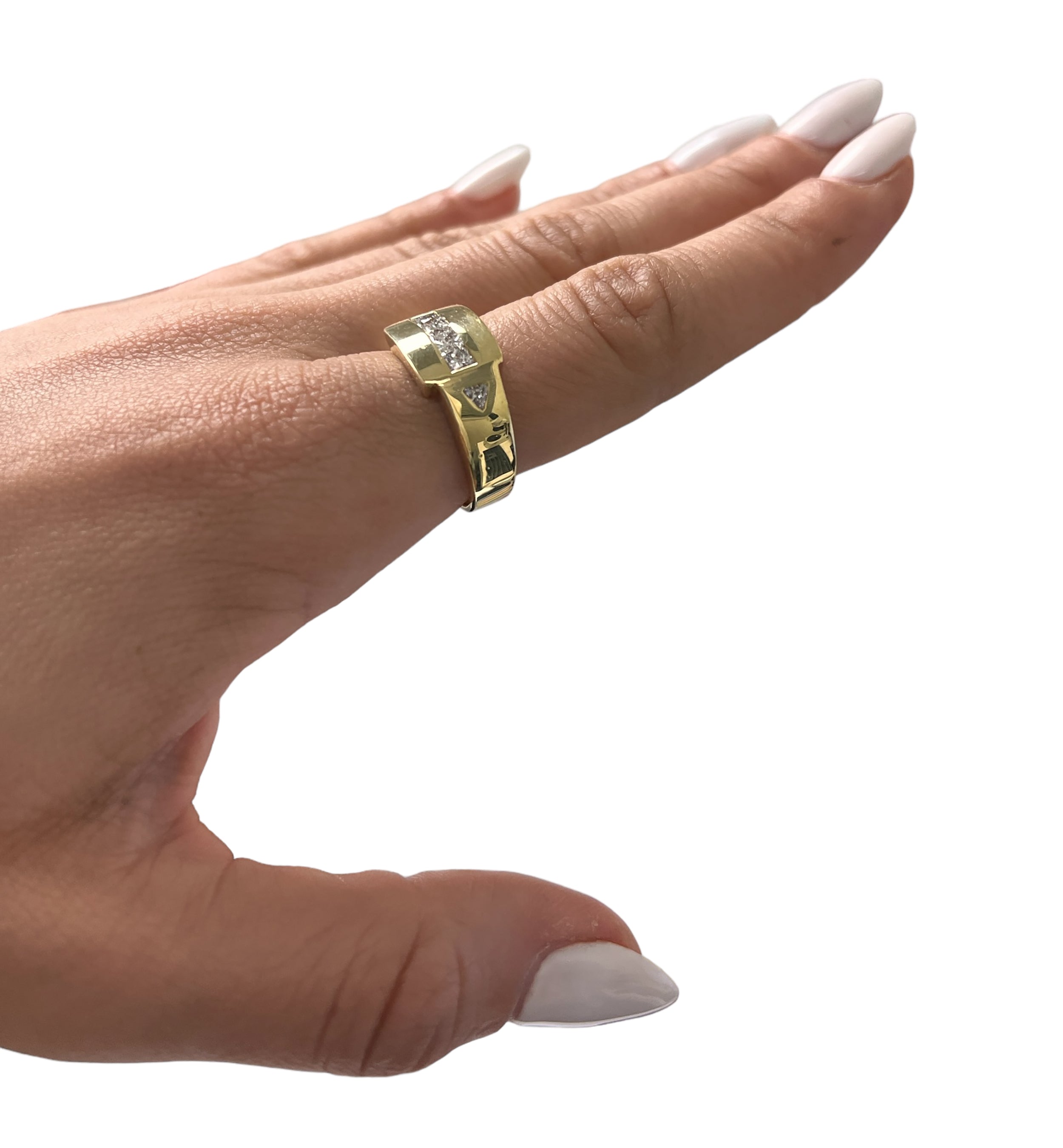 18kt Yellow Gold Men's 0.70ctw Diamond Ring Sz 8.5