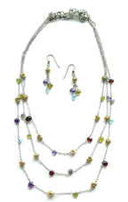 Brighton Eye Candy Multi Color Bead Triple Strand Necklace and Earring Set