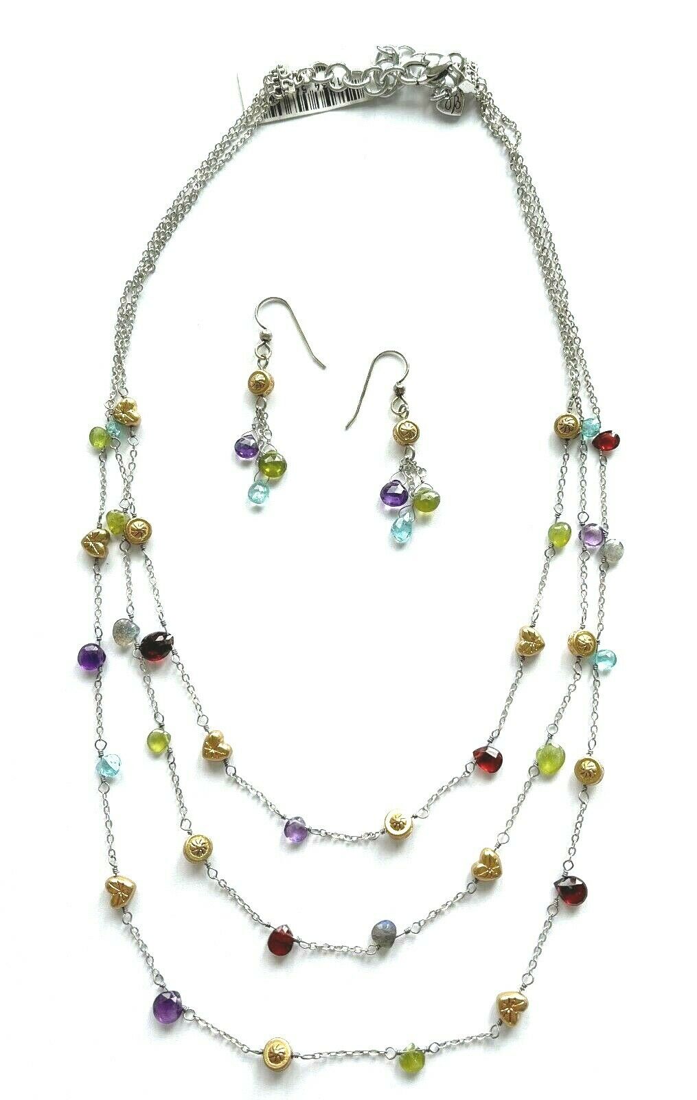 Brighton Eye Candy Multi Color Bead Triple Strand Necklace and Earring Set