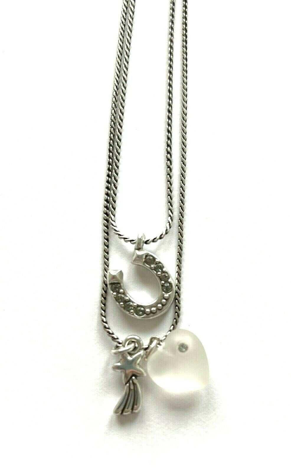 Silver Plated Brighton Lady Luck Charm Two Tier Necklace 16 Inches