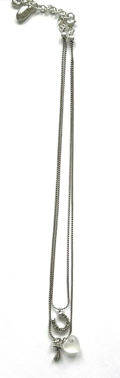 Silver Plated Brighton Lady Luck Charm Two Tier Necklace 16 Inches