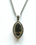 Sterling Silver Marquise Cut Brown Cubic Zirconia Pendant Necklace 18