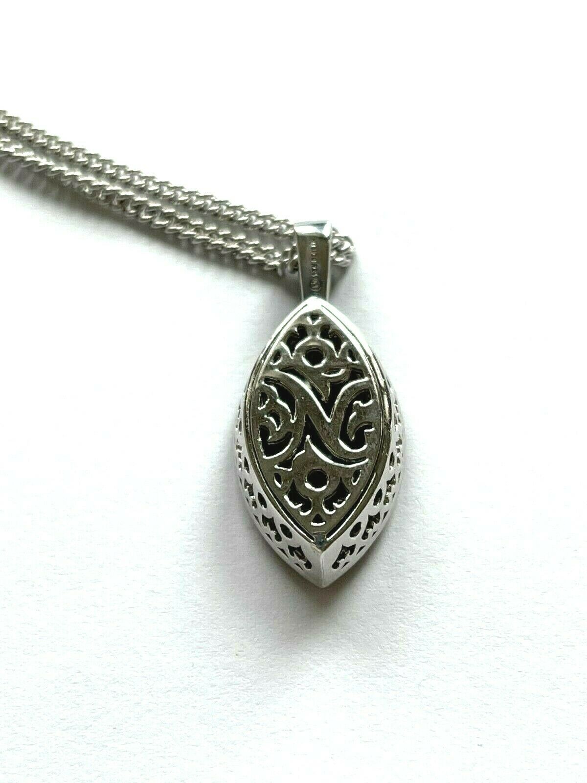 Sterling Silver Marquise Cut Brown Cubic Zirconia Pendant Necklace 18