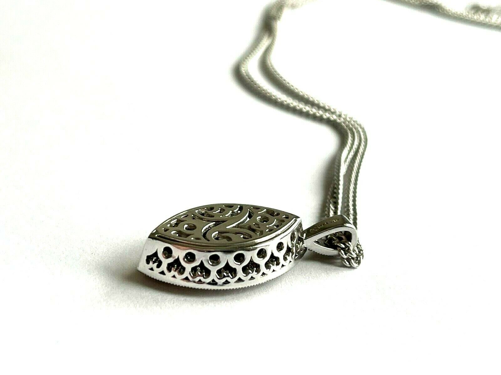 Sterling Silver Marquise Cut Brown Cubic Zirconia Pendant Necklace 18