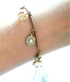 Liz Palacios SF Leather Swarovski Crystal Charm Bracelet