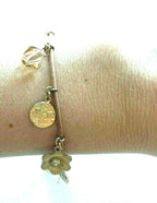 Liz Palacios SF Leather Swarovski Crystal Charm Bracelet