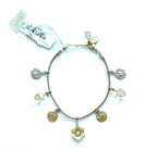 Liz Palacios SF Leather Swarovski Crystal Charm Bracelet